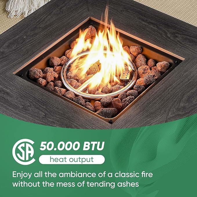 Belord 4 Piece Patio Wicker Furniture Set, Outdoor Swivel Rocker Chairs, All Weather Outdoor Patio Couch with Fire Pit Table for Deck Porch, Brown Wicker/Gray