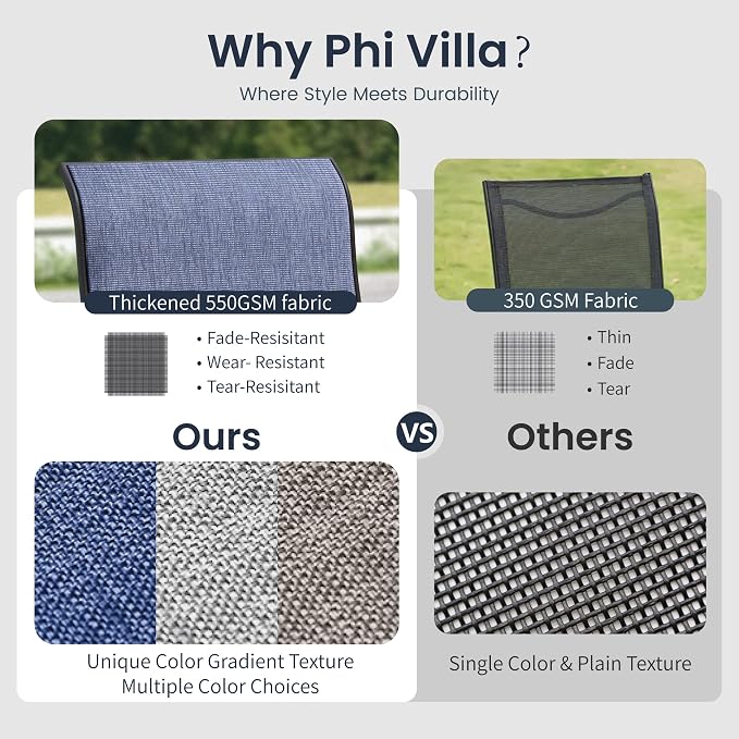 PHI VILLA 7 Piece Patio Dining Set, 6 Outdoor Swivel Patio Chairs & 1 Rectangular Large Metal Table (1.7" Umbrella Hole), All Weather Dining Furniture Set for Lawn Garden (Blue)