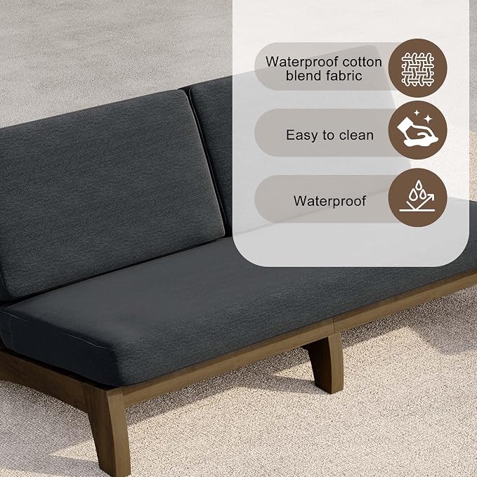 3 Pieces Patio Furniture Sets, All-Weather Outdoor Wood Bistro Set Patio Conversation Coffee Table Chiars and Patio Loveseat for Balcony, Backyard