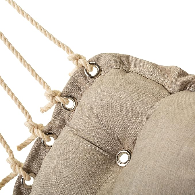 Hatteras Hammocks Cast Ash Sunbrella Tufted Single Swing – 300 lb Capacity, Indoor/Outdoor, Cumaru Spreader Bar – Handcrafted in The USA