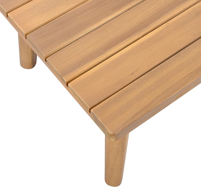 Christopher Knight Home Sures Acacia Wood Club Chair and Coffee Table Set, 3 Piece Patio Bistro Set, Solid Wood Outdoor Patio Furniture Set with Center Table, Natural+Beige