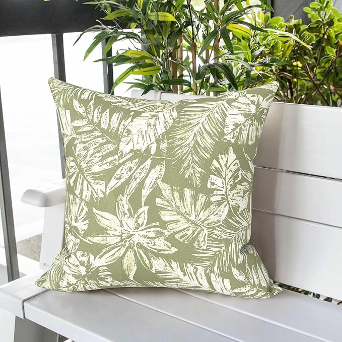 LVTXIII Outdoor Pillows 20x20 Inch, 2 Pack Large Decorative Square Throw Pillows with Inserts for Couch, Bed, Floor Seating, Patio Furniture, Tropical Leaf Green