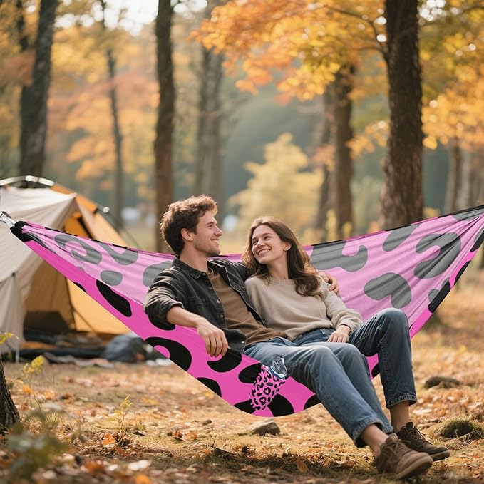 Purple Leopard Print 330lb Capacity Camping Hammock with Hanging Rope Backyard Hammock for Indoor Outdoor Patio hamaca para acampar