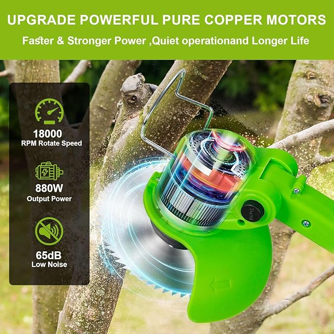 3-in-1 Cordless Grass String Trimmer, Brush Cutter & Edger Lawn Tool with 2X 24V 4.0Ah Li-ion Batteries, Telescopic Shaft and 17 Replacement Blades for Lawn Care, Garden & Yard Trimming (Green)