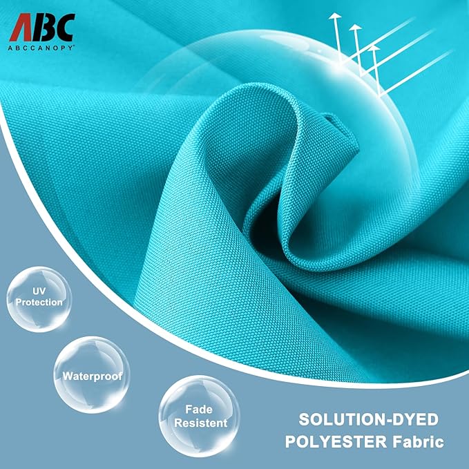 ABCCANOPY Durable Solar Led Patio Umbrellas with 32LED Lights 10FT (Turquoise)
