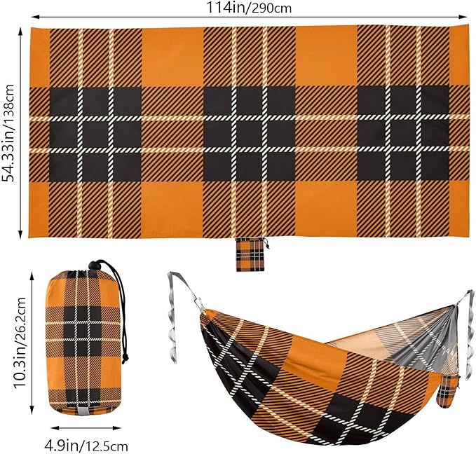 Orange Brown Square 330lb Capacity Hammocks for Camping with Portabl Carry Bag Indoor Hammock for Patio Backyard Lounge Base hamaca de Algodon para Jardin