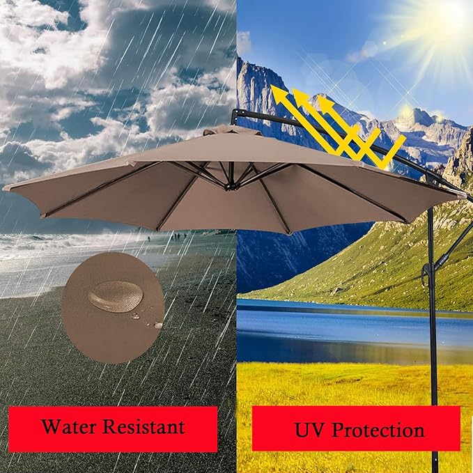 9FT Patio Umbrella Replacement Canopy Cover 6 Ribs 8 Ribs Waterproof UV Resistant for Market Umbrella Canopy, Garden, Lawn, Backyard, Pool