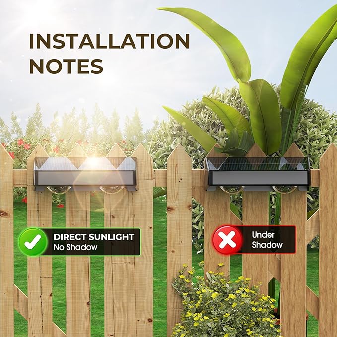 Solar Fence Lights Outdoor, Fence Lights Solar Powered IP65 Waterproof, Warm/Cool White and RGB Colors Changing Solar Wall Lights for Yard Garage Backyard Railing Step Patio Pool - 16Pack