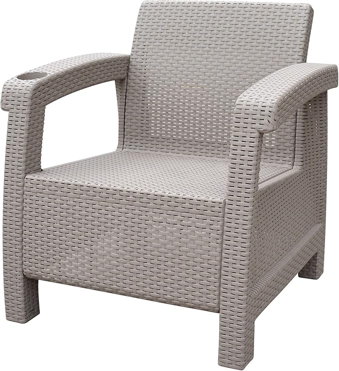 Jeco Pontus 4PC Grey Conversation Patio Set with Brick Red Cushion