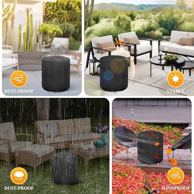 Patio Table Cover for Keter Cool Side Table Cooler, Waterproof Ice Chest Storage Cover Round Outdoor Bar Cover- 17.2"D x 17.5"H