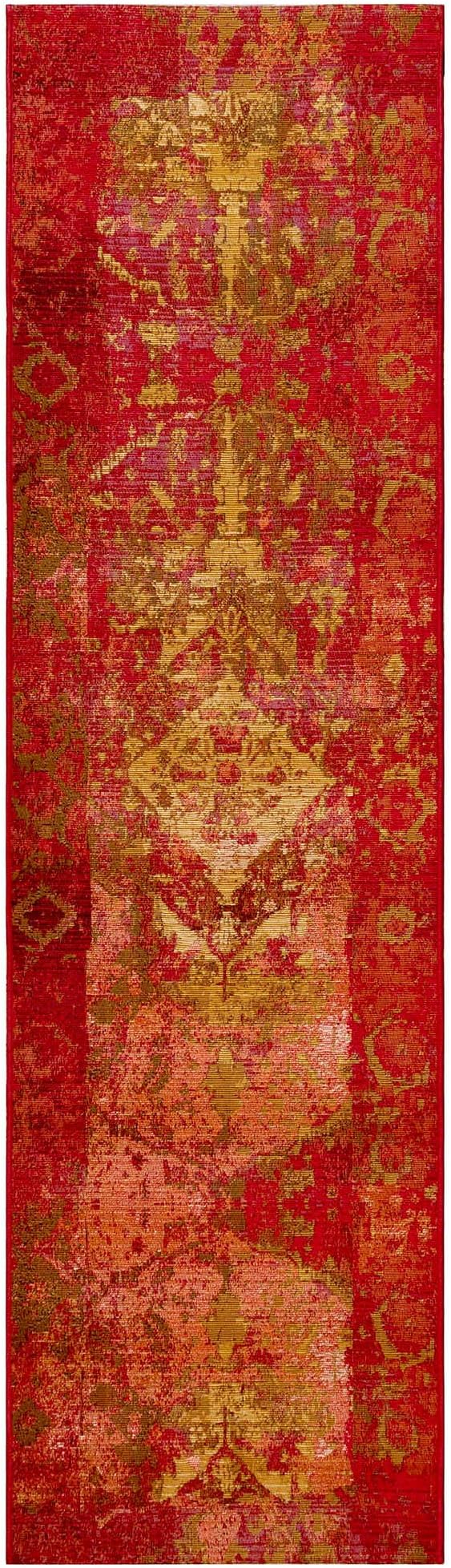 Liora Manne Marina Indoor/Outdoor Power Loomed Synthetic Blend Low Profile Area Rug - Traditional Medallion Casual Colorful (Kermin Saffron) (1'11" x 7'6")