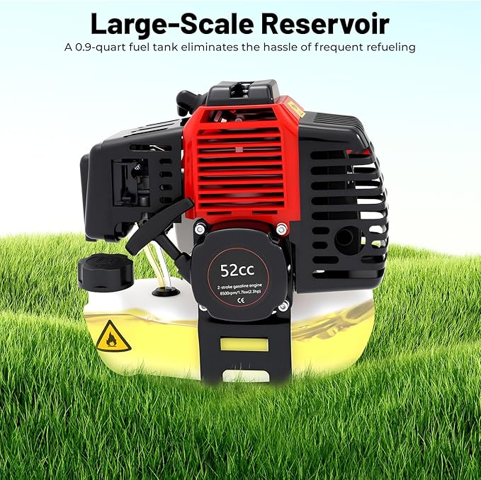 Weed Eater Gas Powered, 10 in 52CC 2-Stroke Gas Powered Weed Eater Brush Cutter Grass Wacker for Lawn Garden Tree Branches Trimming, 1700W 6500-8500Rpm