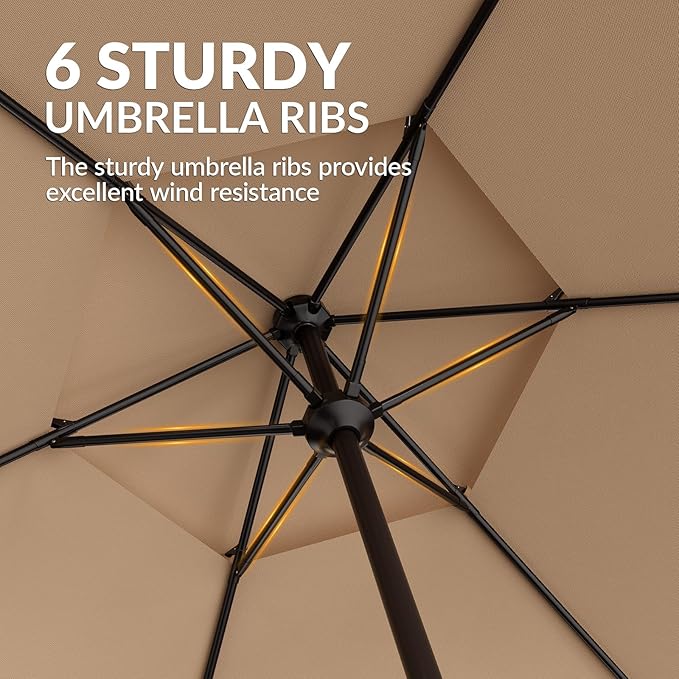 AreShark 12FT Patio Umbrella, Outdoor Umbrellas with 6 Sturdy Ribs