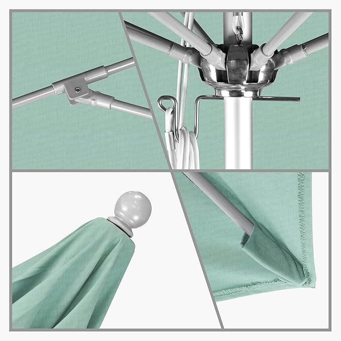 California Umbrella 11' Rd. Venture Series Contract Grade Patio Umbrella, Pulley Open, Silver Finish, Sunbrella Spa