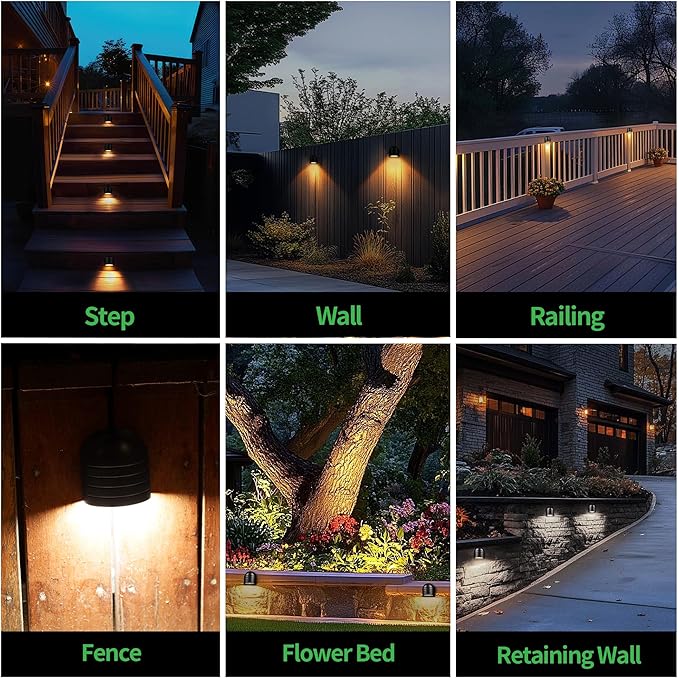 Low Voltage Deck Lights - Landscape 12V LED Step Lights Outdoor, 2700K/3000K/3500K/4000K/5000K Selectable, IP65 Waterproof Aluminum Black Lighting for Stair Yard Patio Fence 6 Pack