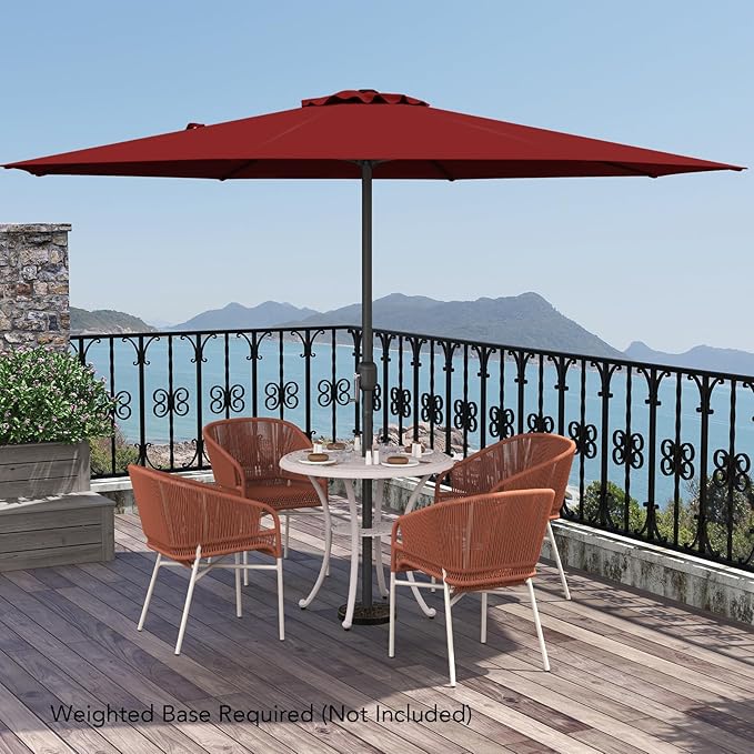 12FT Patio Umbrella, Outdoor Table Umbrella with Crank Handle, 8 Sturdy Ribs, Sun-protection & Waterproof Canopy, Top Air Vent, Market Umbrella for Garden, Lawn, Deck, Backyard, Poolside