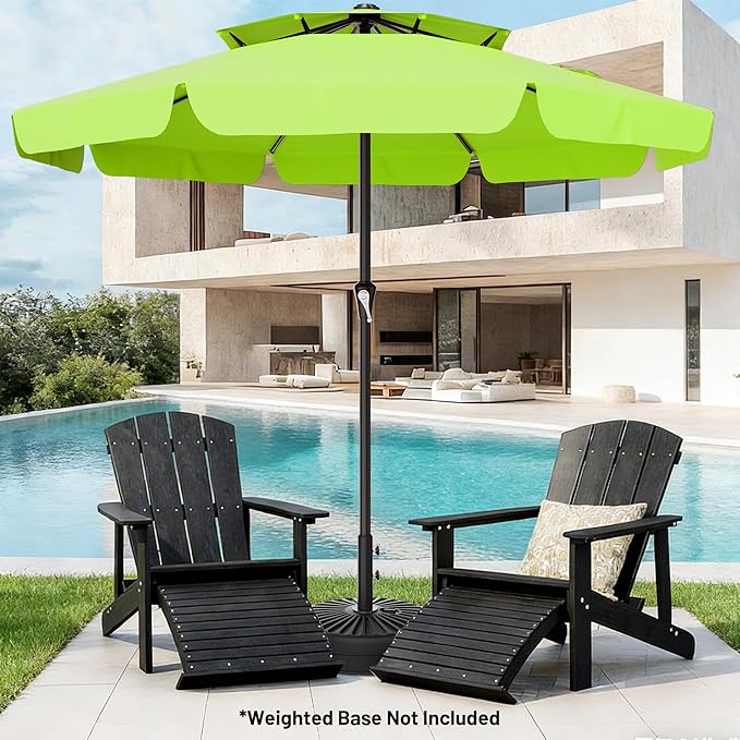 AreShark 12ft 2-Tier Patio Umbrella with Valance - Outdoor Umbrella Waterproof UV Protection, Market Table Umbrella w/ 8 Sturdy Ribs&Crank for Pool, Backyard, Garden(Apple Green)