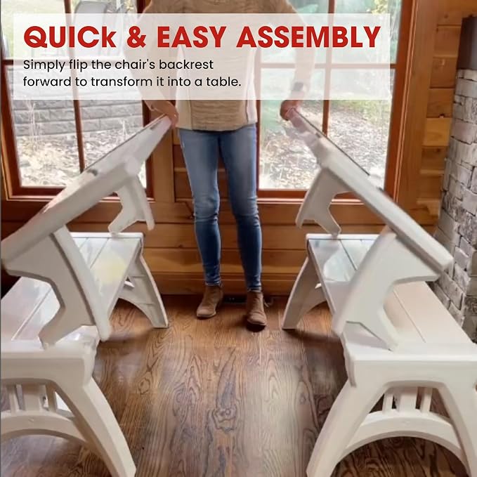 Convert-a-Bench 2-in-1 Outdoor Bench & Picnic Table - Foldable, Weather-Resistant Seating - Perfect for Patio, Lawn, Garden, or Deck - Durable & Easy Assembly - 1 Bench/Order, Platinum Gray
