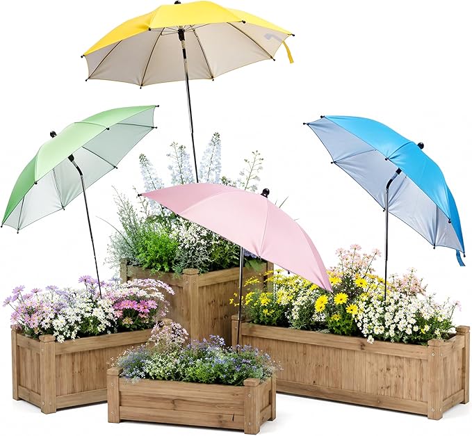 Plant Umbrellas for Outdoor Plants 26", Adjustable Angle Sun Shade Umbrella for Potted Flowers, Vegetable, Sun Protector for Peony, Hydrangeas Roses & Garden Beds, 4 Pack