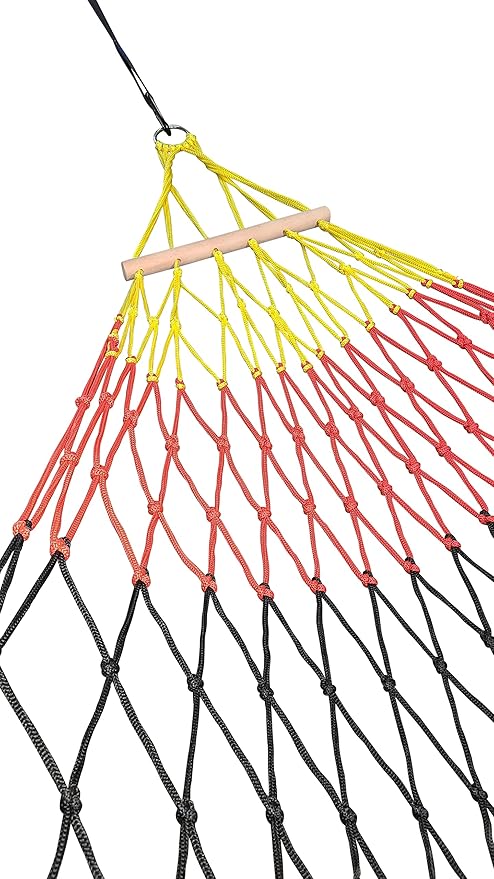 Naturejam Rasta Hammock-Portable Jamaican Camping Mesh Rope Hammock with Carrying Bag and Tree Straps