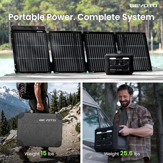 N1000 Solar Generator with 200W Solar Panel,1024Wh Portable Power Station 6H Fast Solar Charge, 25W Wireless Charger, LiFePO4 Battery for Home Backup, Off-Grid Camping