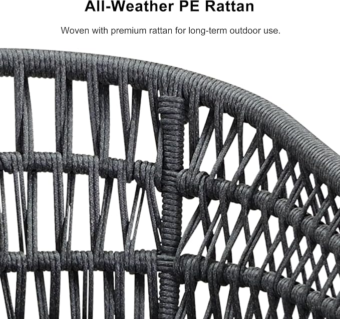 PURPLE LEAF 16 Pieces Outdoor Dining Set All-Weather PE Rattan Outdoor Patio Furniture Set with All Aluminum Frame Rectangular Table and Chairs Set for Lawn Garden Backyard Deck, Grey