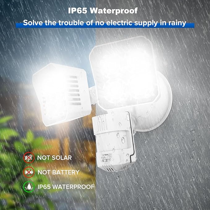 SANSI 36W 3600LM Motion Sensor Outdoor Lights, 50,000 Hrs Lifespan LED Flood Light Outdoor Motion Sensor, 350W Equiv 5000K Dusk to Dawn IP65, Super Bright for Yard Garage, White, Wired