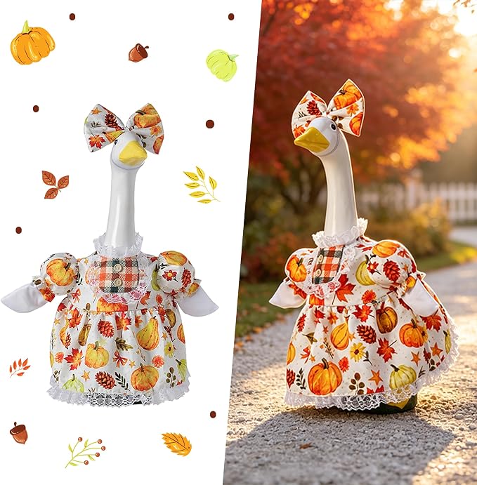 Porch Goose Outfit Set with Dress & Bow Accessories for 23" Goose Statue