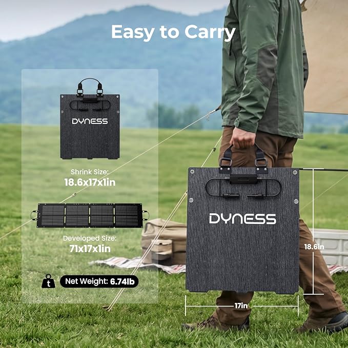 DYNESS Portable Power Station 300W with 100W Foldable Solar Panel, 256Wh Solar Generator with 110V Pure Sine Wave AC Outlet, LiFePO4 Battery for Camping, Home Backup, RV, Outdoor