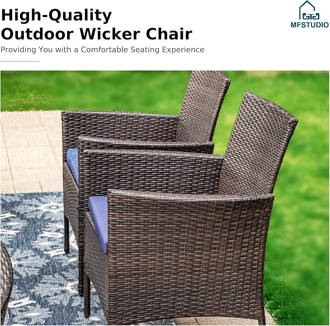 MFSTUDIO Outdoor Dining Sets for 6, 7 Pieces Outdoor Rattan Dining Table Furniture Set, Patio Table and Chairs for 6, Wicker Patio Dining Set for Porch, Backyard