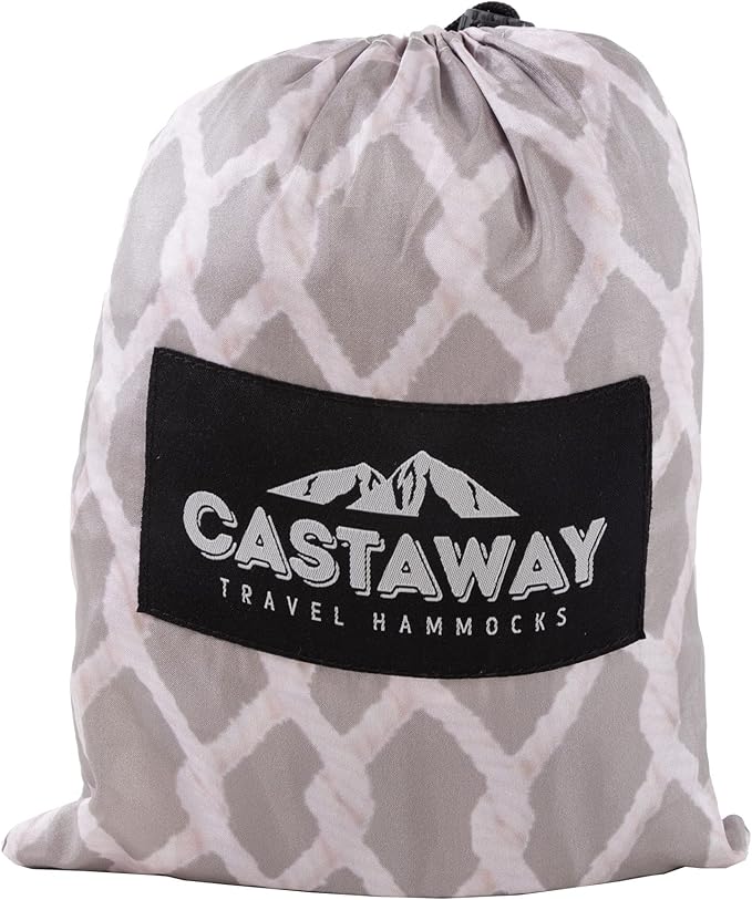 Castaway Travel Hammocks Double Rope Design Camping Hammock with 2 Tree Straps, Triple Stitched Durable Nylon Material, Compact Design for Backpacking, Travel, Beach, Backyard, Patio, Hiking