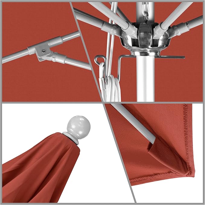 California Umbrella 11' Rd. Venture Series Contract Grade Patio Umbrella, Pulley Open, Silver Finish, Sunbrella Terracotta