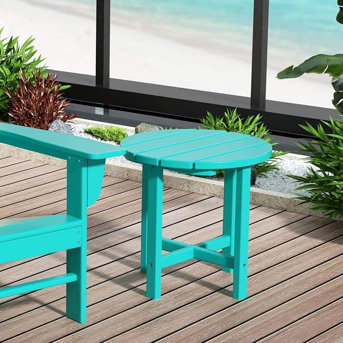 WestinTrends Dylan Adirondack Round Outdoor Side Table, Turquoise