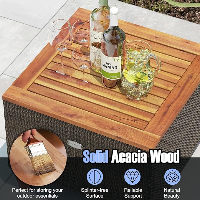 HAPPYGRILL 3-Piece Patio Conversation Furniture Set Outdoor Wicker Sofa Set with Soft Cushions & Coffee Table for Balcony Backyard Porch