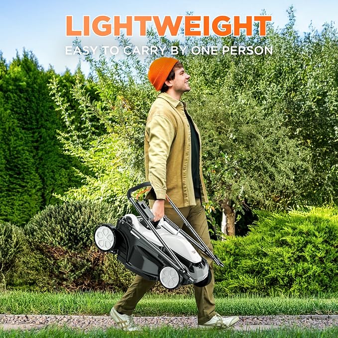 Litheli 16.7" Electric Lawn Mower Cordless, Brushless Lawnmower with 6-Height Adjust and 2 x 4.0Ah Batteries, for Garden and Yards