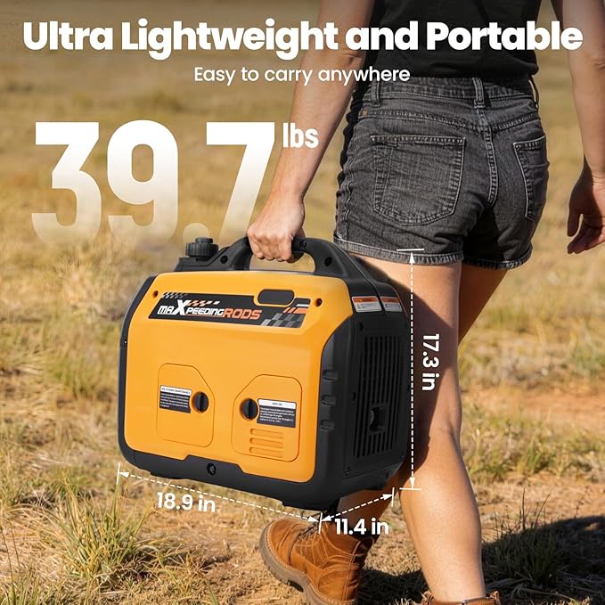 maXpeedingrods 2500W Dual Fuel Inverter Generator Small for Home Outdoor | Gasoline & Propane Powered,ECO Parallel Capable,CO Sensor,Lightweight,w/ EPA PGMA,MXR2500DF Quiet Operation,LPG Fuel Economy