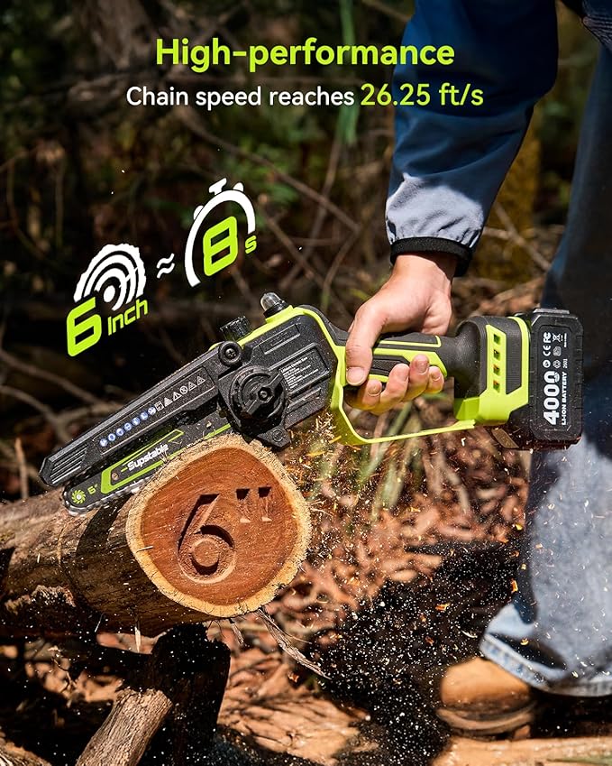 Supstable 4-in-1 Pole Saw & Pruning Shears Combo Kit, 6 Inch Mini Chainsaw for Tree Trimming, Battery Powered Chain Saw with Extension Pole, Limb Branch Cutter Pruner with 2 x 4000mAh Batteries