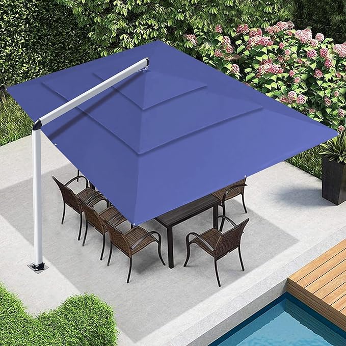 EliteShade USA Atlas 3-Tier 10x13FT Full Aluminum Cantilever Patio Umbrella for Outdoor Restaurant Garden Courtyard Deck Pool and Marketing with Light (No battery), Navy Blue