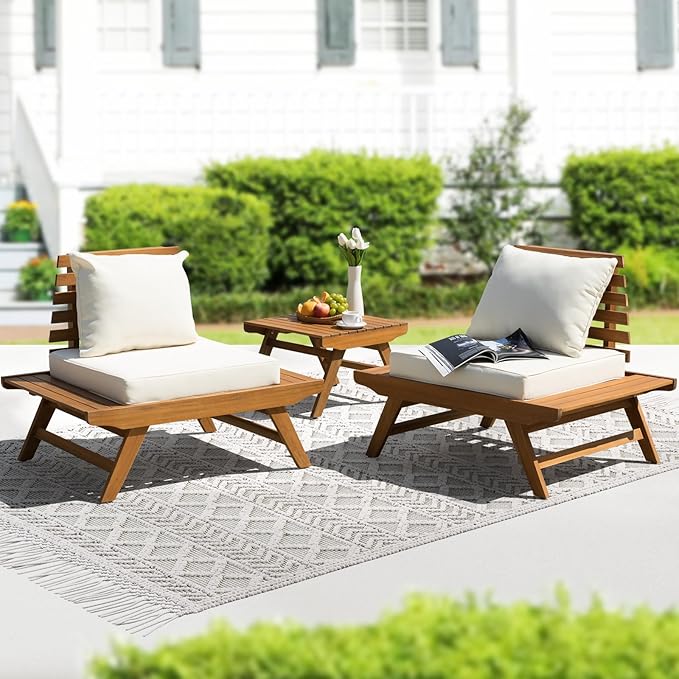 IDZO Armless Club Chairs Design Heavy Duty 400lbs Capacity Elegant Patio Bistro Set 3 Piece Outdoor