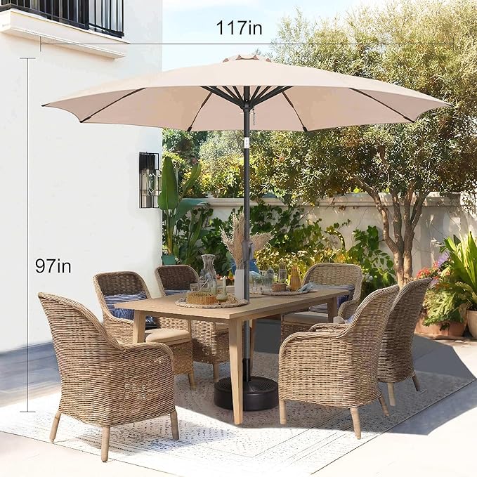 10ft Outdoor Patio Umbrella - Table Umbrella Waterproof UV Protection, Sombrillas de Patio with Push Button Tilt, Sun Umbrella for Pool, Porch, Garden, Deck, Backyard (Beige)