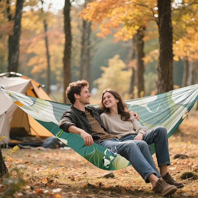 Chic Calla Lily Turquoise 330lb Capacity Camping Hammock with Tree Straps Swing Hammock for Outside Patio Backyard Poolside hamacas para adultos con soporte