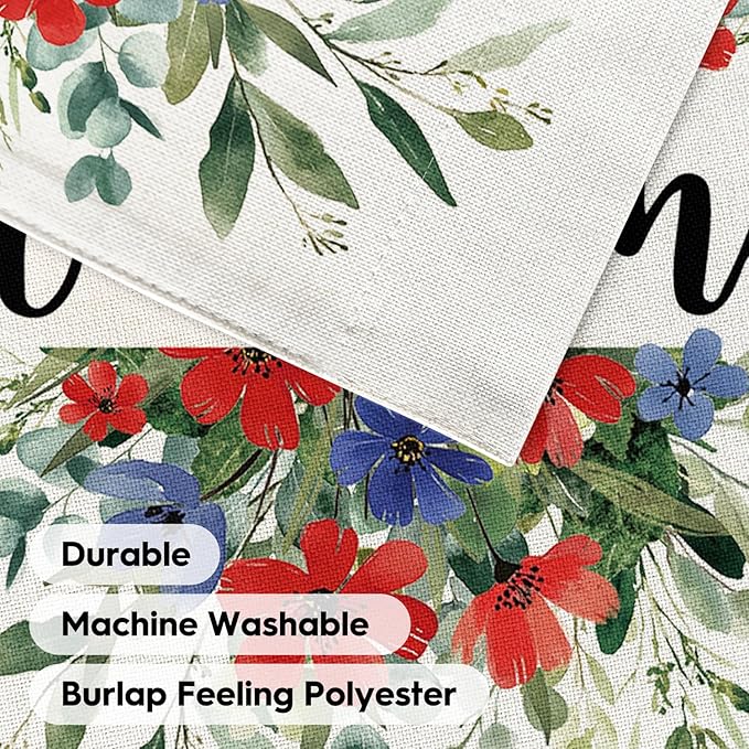 AVOIN colorlife Memorial Day Patriotic 4th of July House Flag 28x40 Inch Double Sided Outside, Welcome Floral Yard Outdoor Decoration