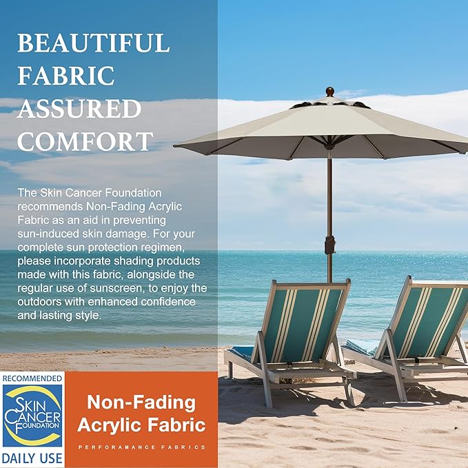 EliteShade USA 10-Year-Non-Fading 9Ft Market Patio Umbrella, UPF 50+ UV Protection Performance Sun Umbrella, Heavy Duty Commercial Grade Outdoor Table Umbrella with Crank & Tilt, Windproof Vented Top for Garden, Pool, Deck and Outdoor Playsets, Antique...
