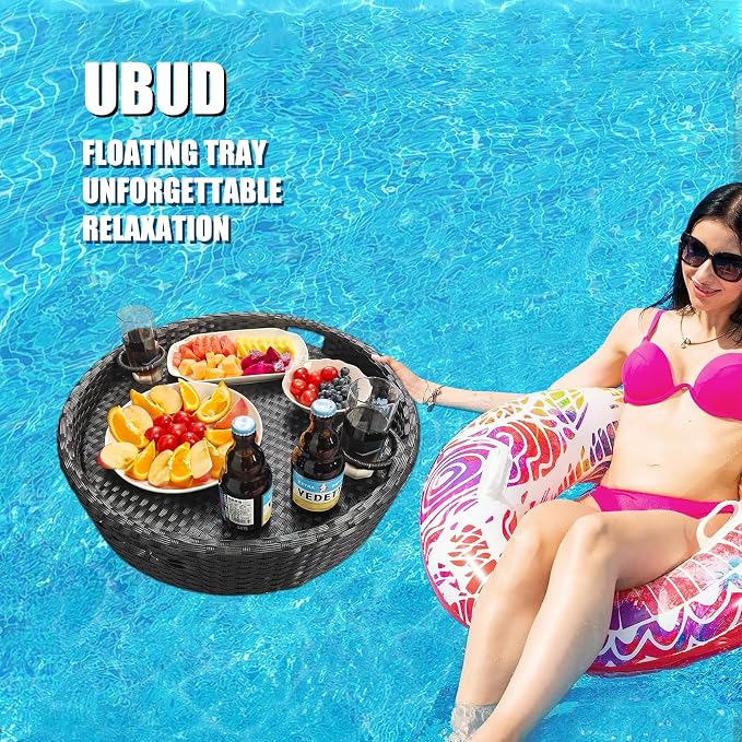 Floating Tray for Pool，Floating Pool Tray, Floating Tray - Floating Pool Table, Ideal for Food & Drinks - Floating Table for Pool - Essential Floating Food Tray for Pool Activities(Round)