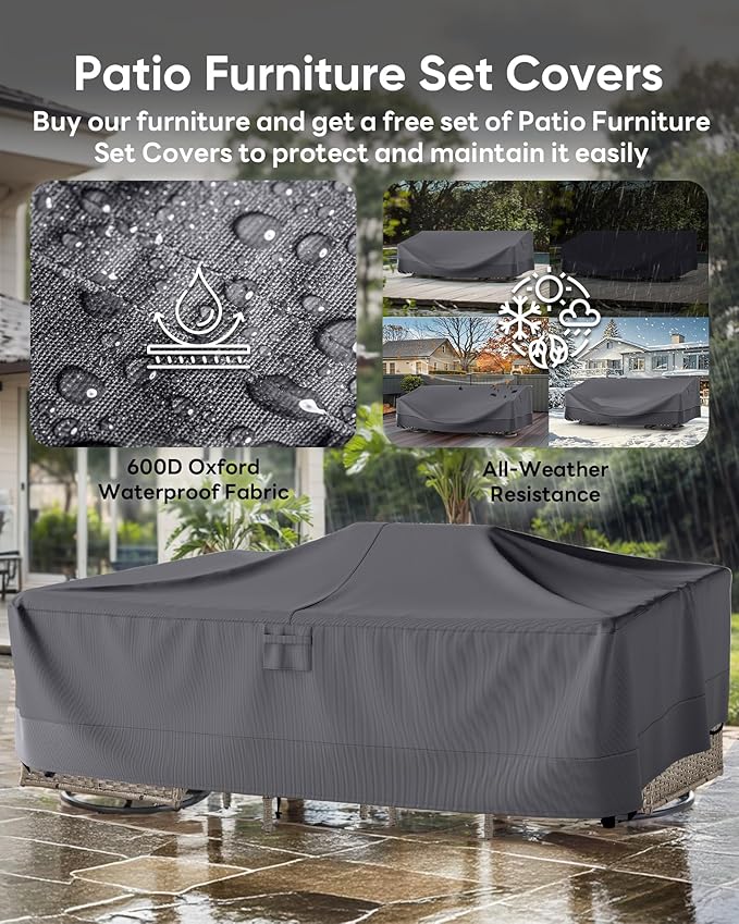 Outdoor Rocking Chairs Set of 2-Patio Table and Chairs Set Outdoor Conversation Furniture Sets for Deck Porch Garden Balcony Poolside-Grey/Red