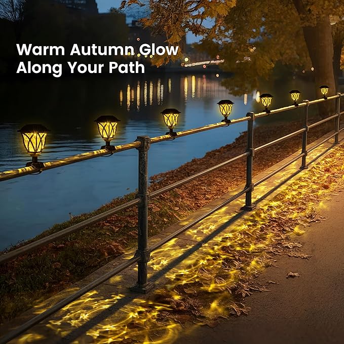 Solar Fence Lights Outdoor Waterproof, Led Solar Lights Outdoor for Chain Link Fence, Trampoline, Step, Stairs, Yard and Pathway, Warm White 6 Pack