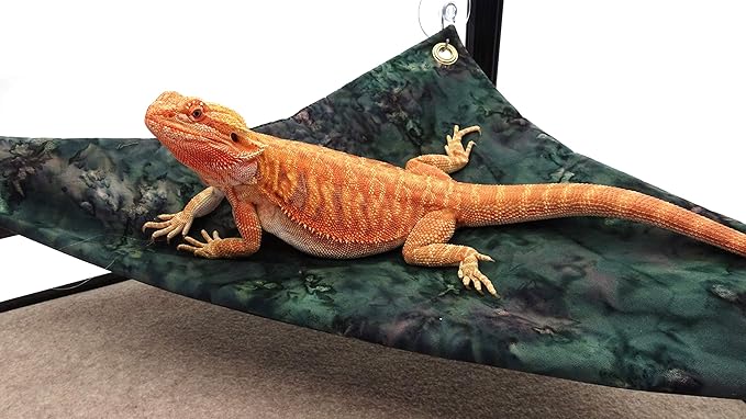 Hammock for Bearded Dragons, Bluegreen Lavendar Batik Fabric with Suction Cup Hooks