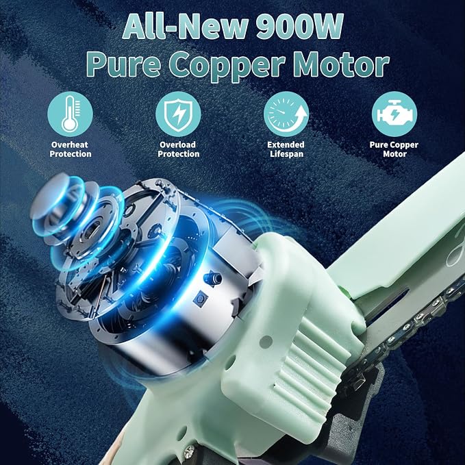 Mini Chainsaw with 2×24V Battery Powered Electric Chain Saw,chain saw are suitable for cutting wood and trimming branches,Mini Chainsaw Cordless With three chains (Blue-pink)