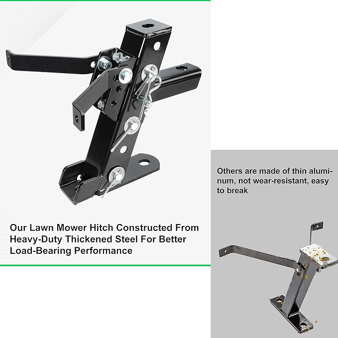 HECASA Adjustable Lawn Mower Hitch Universal Garden Tractor Hitch Compatible with John Deere Cub Cadet Husqvarna Craftsman Riding Mowers