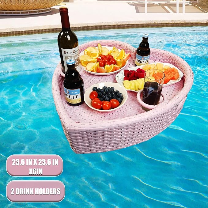 Floating Tray for Pool，Floating Pool Tray, Floating Tray - Floating Pool Table, Ideal for Food & Drinks - Floating Table for Pool - Essential Floating Food Tray for Pool Activities(Heart-Shaped)